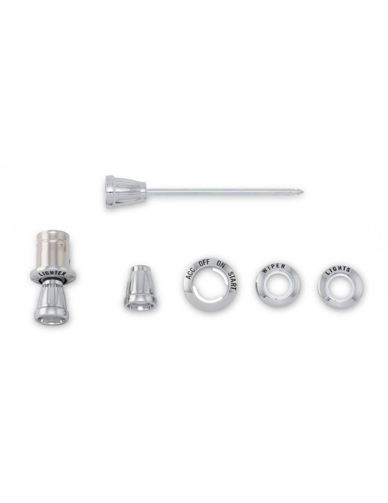 Maryland Mustang 1969 Mustang Dash Bezel Knob & Switch Kit – Deluxe Headlamp, Ignition, Wiper – 15pc Chrome