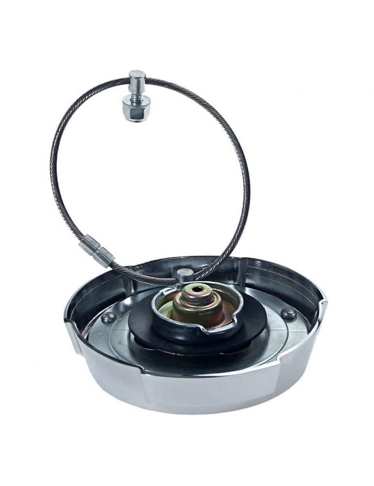 Maryland Mustang 1965 Ford Mustang Gas Cap – Chrome Twist-On With Safety Cable, OE Spec, Made In Taiwan